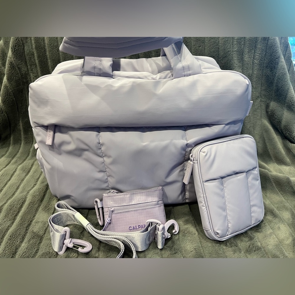 Calpak Luka Duffel in Orchid Monochrome with Passport case & Terra Clippable NEW - Picture 2 of 14